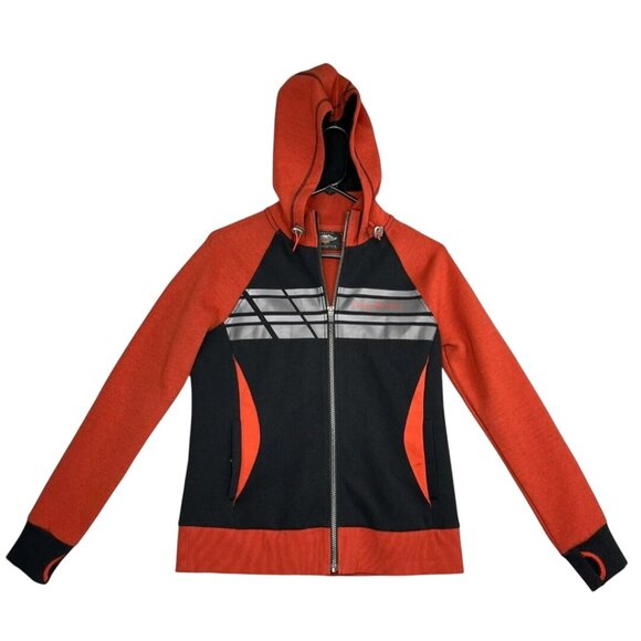 Harley Davidson Performance Stretch Activewear Hoodie Thumb Holes Logo Size M - Picture 5 of 11